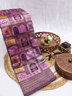 purple soft silk saree with banarasi woven work 2