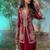 maroon Embroidered Jacket with Draped Skirt