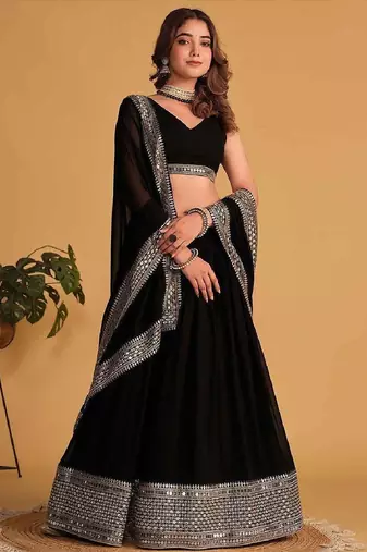 Black Bridesmaid Lehenga Choli For Women