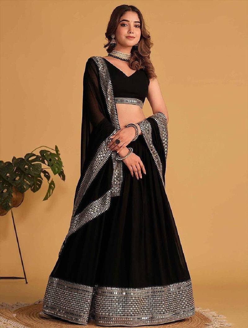 Black Bridesmaid Lehenga Choli For Women