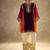 purple & orange flared kurta with gold trim palazzo