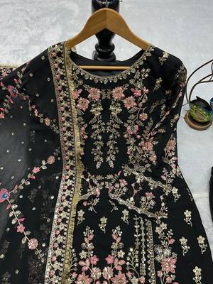 black heavily embroidered festive suit 4