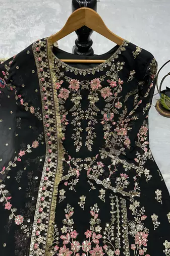 black heavily embroidered festive suit