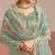 Sea green gold silk semi stitched suit with embroidery & zari work