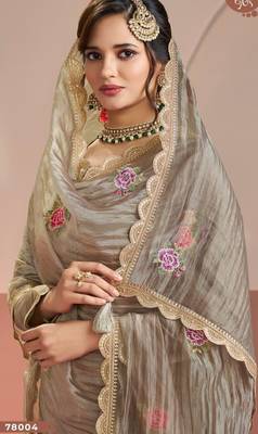 Chiku gold silk suit with embroidered zari  2