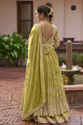 Chiku chinon silk free size anarkali suit with embroiderd & sequin work 2