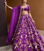 Purple Art Silk Heavy Embroidery With Sequence Work Lehenga Choli For Women