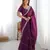 wine color art silk blend thread sequince embroidered work saree with blouse