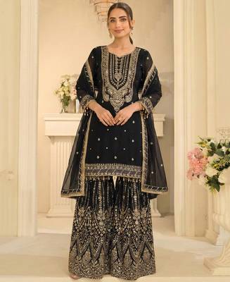 black georgette sharara suit for women 1