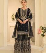  black georgette sharara suit for women