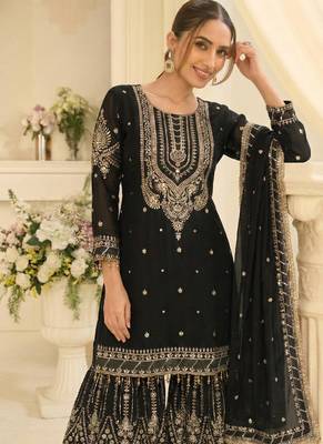 black georgette sharara suit for women 2