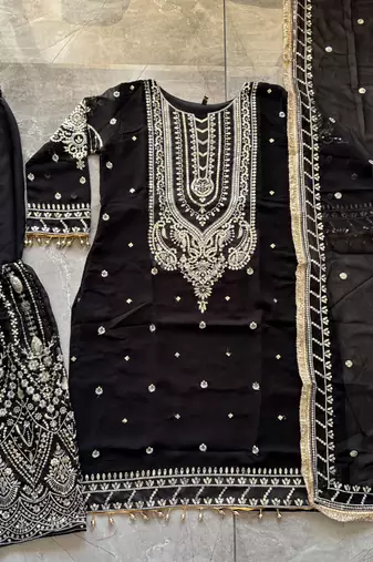  black georgette sharara suit for women