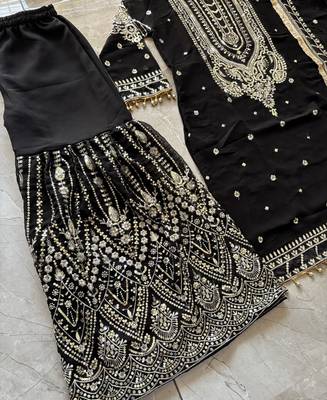 black georgette sharara suit for women 4