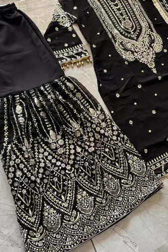  black georgette sharara suit for women