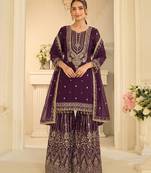  purple georgette sharara suit for women