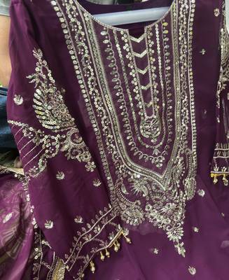 purple georgette sharara suit for women 4