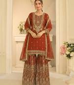  orange georgette sharara suit for women