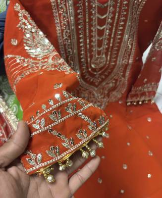 orange georgette sharara suit for women 4