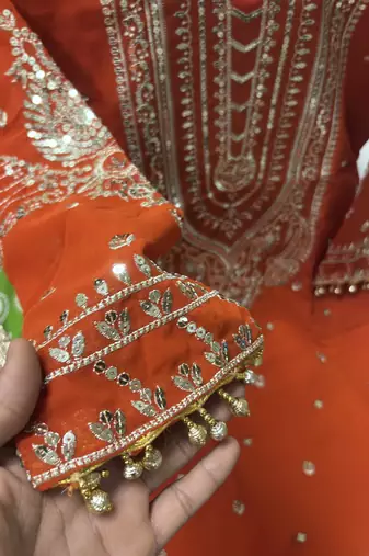  orange georgette sharara suit for women