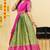 Beautiful South Indian Style Semi-Stitched Half Saree with Embroidered Blouse and Rangoli Dupatta for Women
