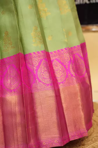 Beautiful South Indian Style Semi-Stitched Half Saree with Embroidered Blouse and Rangoli Dupatta for Women