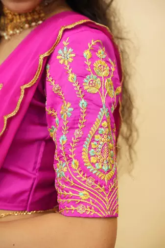 Beautiful South Indian Style Semi-Stitched Half Saree with Embroidered Blouse and Rangoli Dupatta for Women
