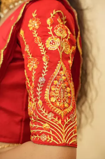 Beautiful South Indian Style Semi-Stitched Half Saree with Embroidered Blouse and Rangoli Dupatta for Women