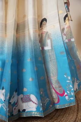 Beautiful South Indian Style ed Half Saree with Embroidered Blouse and Rangoli Dupatta for Women 4