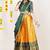 Beautiful South Indian Style Semi-Stitched Half Saree with Embroidered Blouse and Rangoli Dupatta for Women