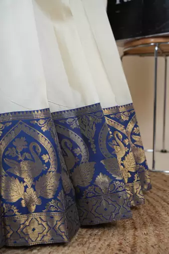 Beautiful South Indian Style Semi-Stitched Half Saree with Embroidered Blouse and Rangoli Dupatta for Women