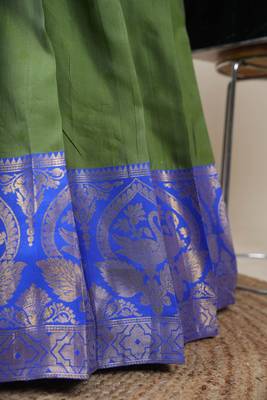 Beautiful South Indian Style Semi-Stitched Half Saree with Embroidered Blouse and Rangoli Dupatta for Women 4