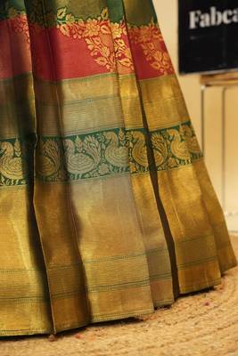 Beautiful South Indian Style Semi-Stitched Half Saree with Embroidered Blouse and Rangoli Dupatta for Women 4
