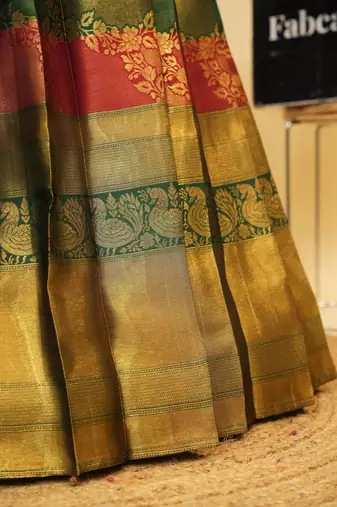 Beautiful South Indian Style Semi-Stitched Half Saree with Embroidered Blouse and Rangoli Dupatta for Women