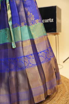 Beautiful South Indian Style Semi-Stitched Half Saree with Embroidered Blouse and Rangoli Dupatta for Women 4