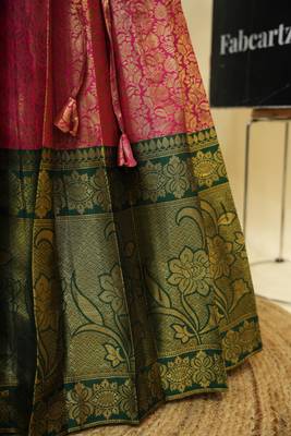 Beautiful South Indian Style ed Half Saree with Embroidered Blouse and Rangoli Dupatta for Women 4