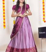 Beautiful South Indian Style Semi-Stitched Half Saree with Embroidered Blouse and Rangoli Dupatta for Women
