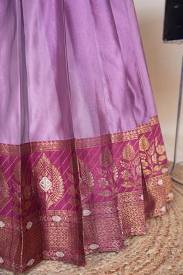 Beautiful South Indian Style Semi-Stitched Half Saree with Embroidered Blouse and Rangoli Dupatta for Women 4