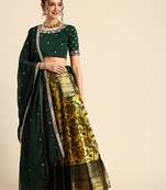 Beautiful South Indian Style Semi-Stitched Half Saree with Embroidered Blouse and Rangoli Dupatta for Women