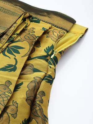 Beautiful South Indian Style Semi-Stitched Half Saree with Embroidered Blouse and Rangoli Dupatta for Women 4