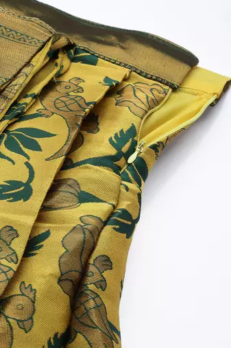 Beautiful South Indian Style Semi-Stitched Half Saree with Embroidered Blouse and Rangoli Dupatta for Women