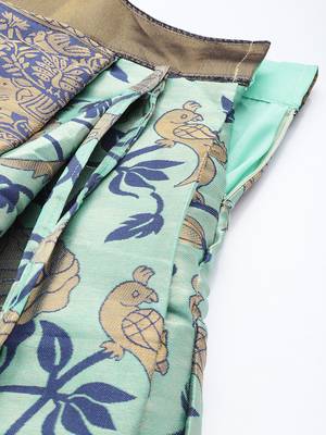 Beautiful South Indian Style Semi-Stitched Half Saree with Embroidered Blouse and Rangoli Dupatta for Women 4
