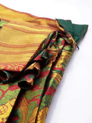 Beautiful South Indian Style Semi-Stitched Half Saree with Embroidered Blouse and Rangoli Dupatta for Women 4