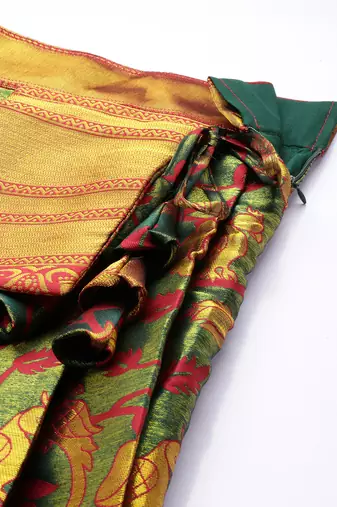Beautiful South Indian Style Semi-Stitched Half Saree with Embroidered Blouse and Rangoli Dupatta for Women