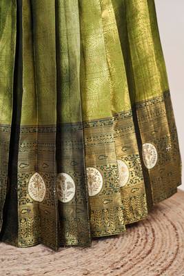 Beautiful South Indian Style Semi-Stitched Half Saree with Embroidered Blouse and Rangoli Dupatta for Women 4