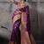 purple luxury makhmal satin silk saree with authentic meenakari work & rich pallu – mirraw