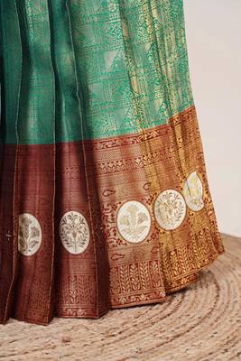 Beautiful South Indian Style Semi-Stitched Half Saree with Embroidered Blouse and Rangoli Dupatta for Women 4