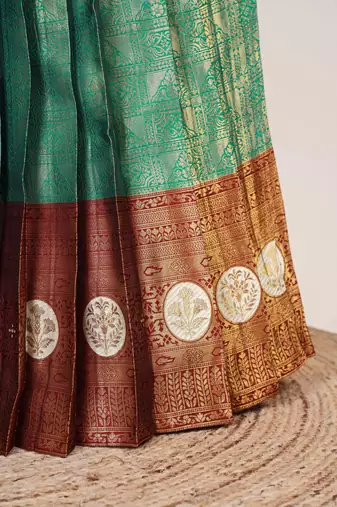 Beautiful South Indian Style Semi-Stitched Half Saree with Embroidered Blouse and Rangoli Dupatta for Women