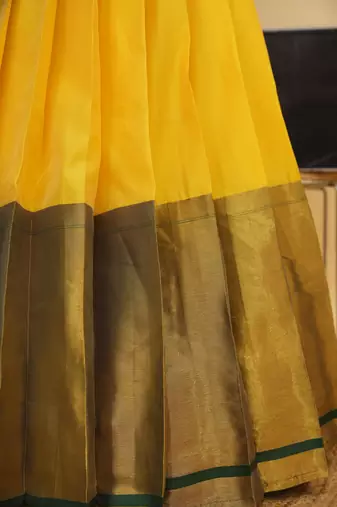 Beautiful South Indian Style Semi-Stitched Half Saree with Blouse and Rangoli Dupatta for Women