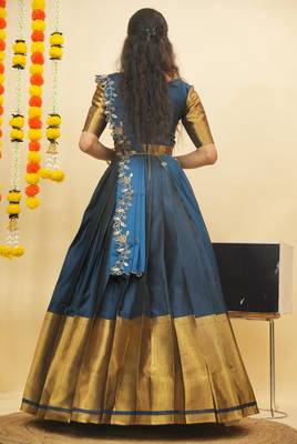 Beautiful South Indian Style ed Half Saree with Blouse and Rangoli Dupatta for Women 2