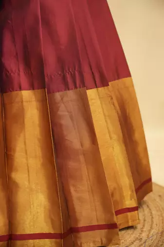 Beautiful South Indian Style Semi-Stitched Half Saree with Blouse and Rangoli Dupatta for Women